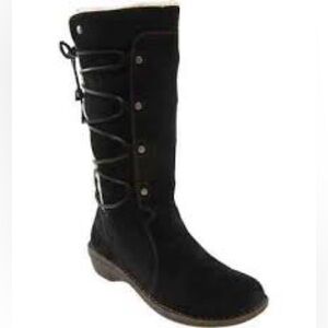 UGG Australia Surfcat lace up suede‎ boots black cream women’s size 7 winter